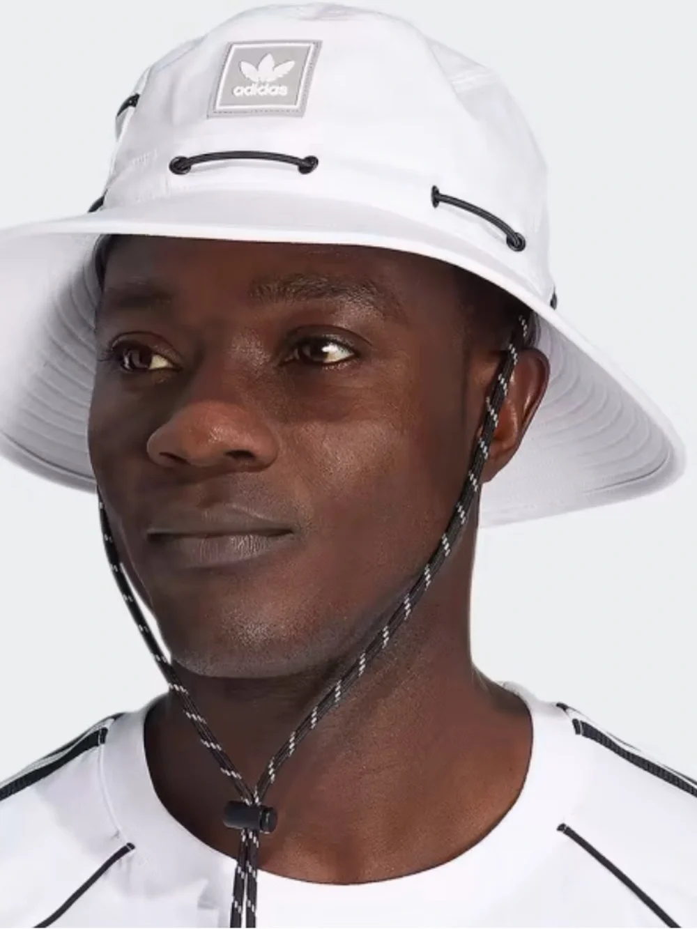 New Adidas White Utility Boonie Hat with Black-White Chin Cord